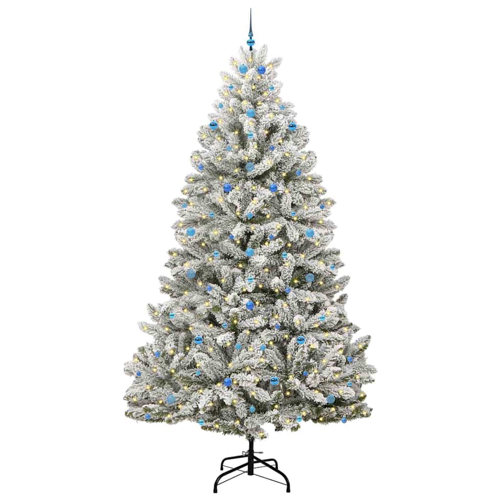 vidaXL Artificial Hinged Christmas Tree Green and White 300 cm - 48005