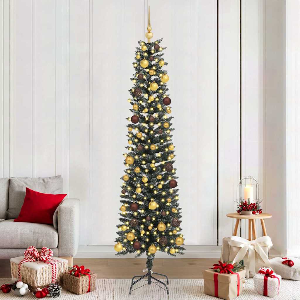 vidaXL Artificial Christmas Tree with 300 LEDs with Stand Green 210 cm - 48179