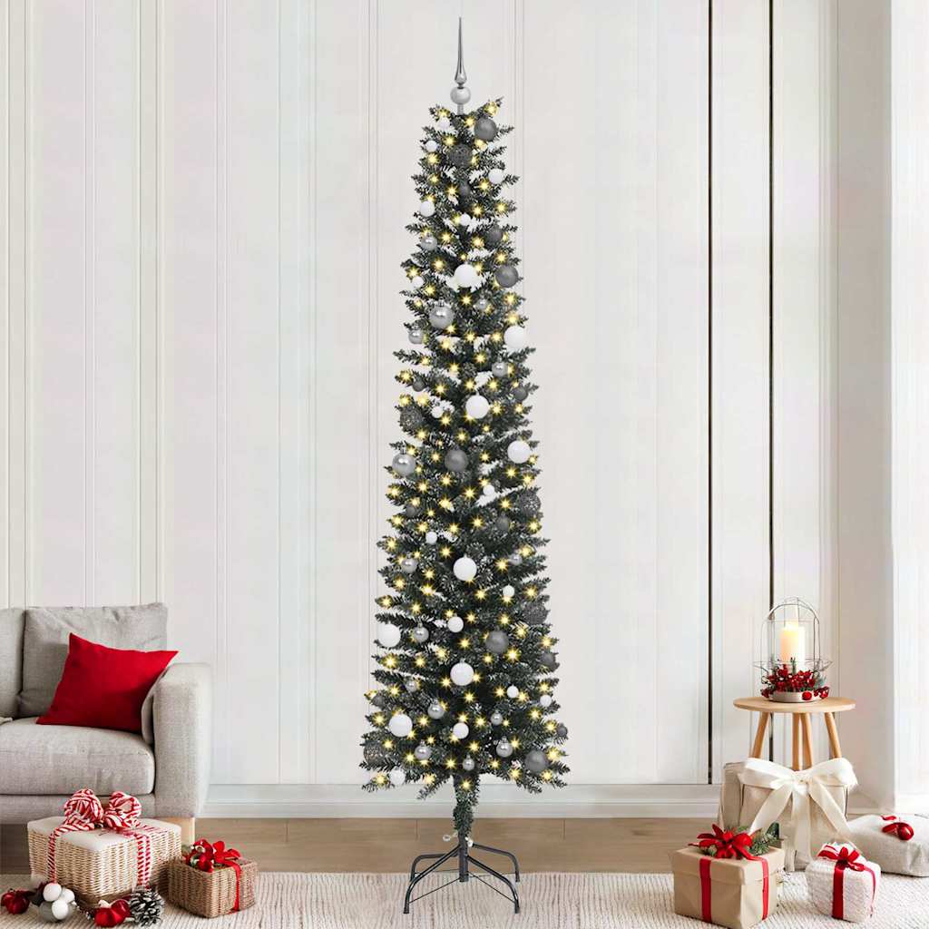 vidaXL Artificial Christmas Tree with 300 LEDs with Stand Green 240 cm - 48205