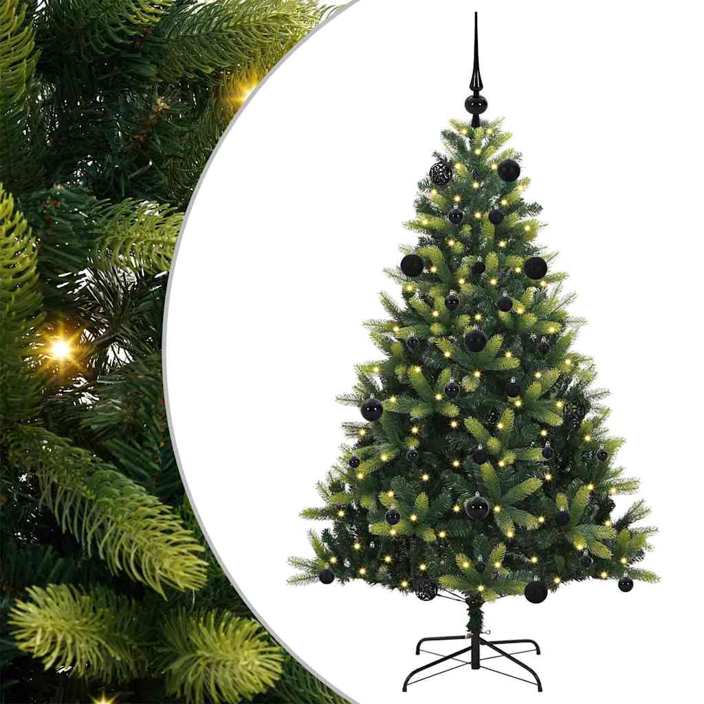 vidaXL Artificial Hinged Christmas Tree 150 LEDs Green 150 cm - 48274
