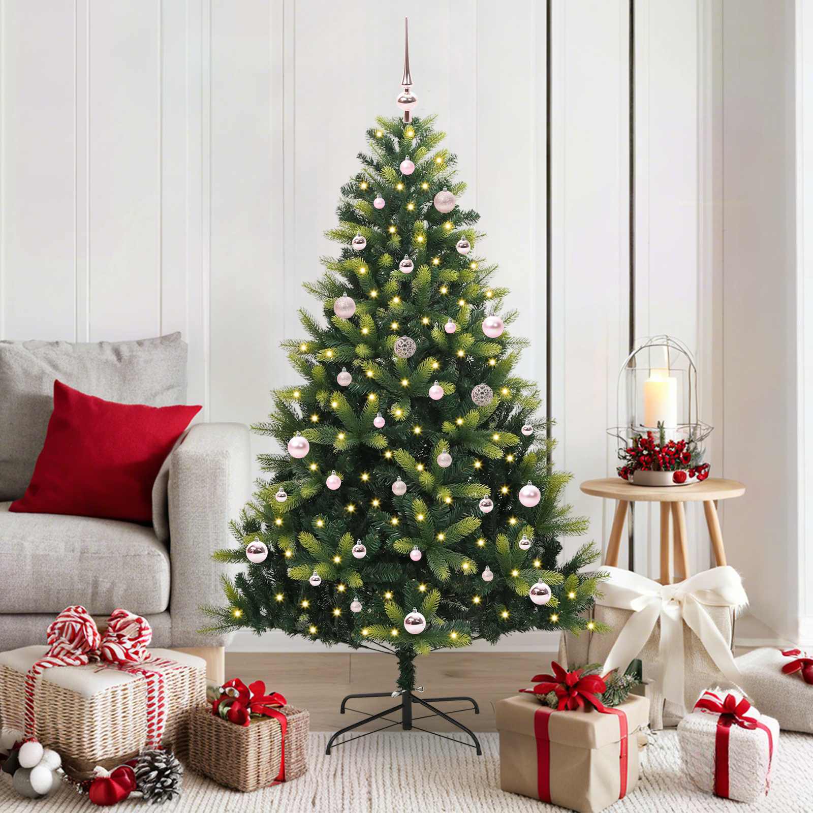 vidaXL Artificial Hinged Christmas Tree 150 LEDs Green 150 cm - 48275