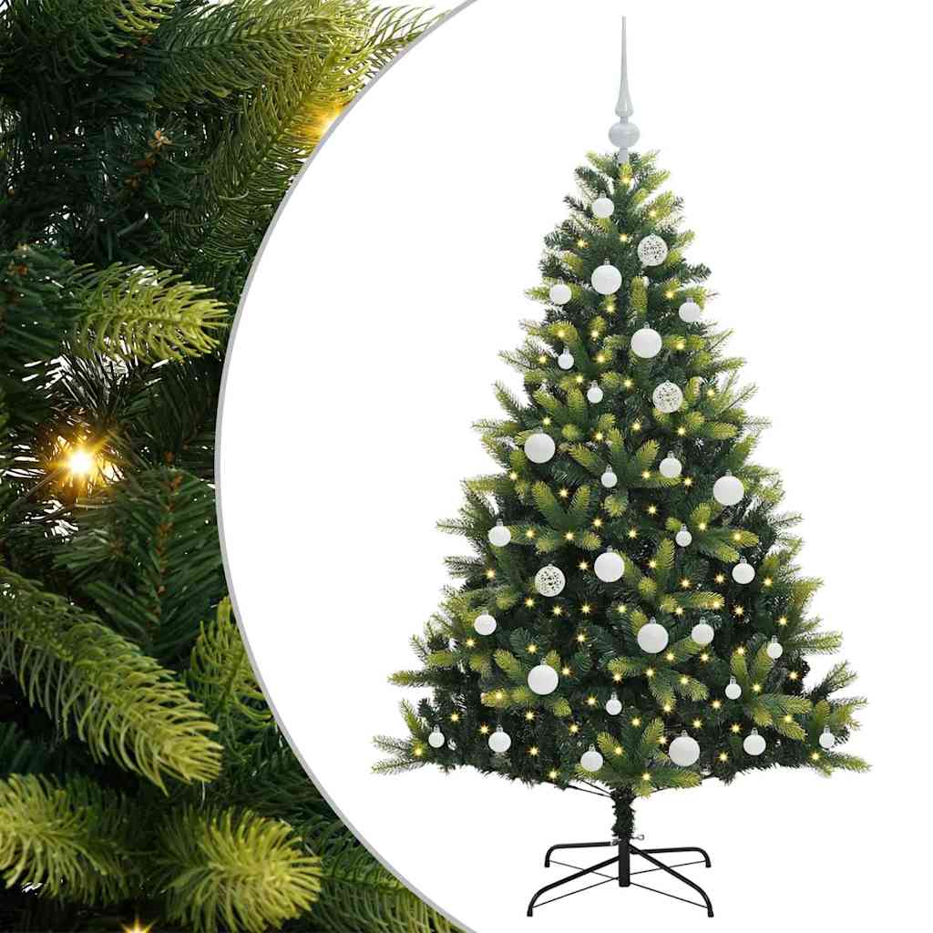 vidaXL Artificial Hinged Christmas Tree 150 LEDs Green 150 cm - 48278