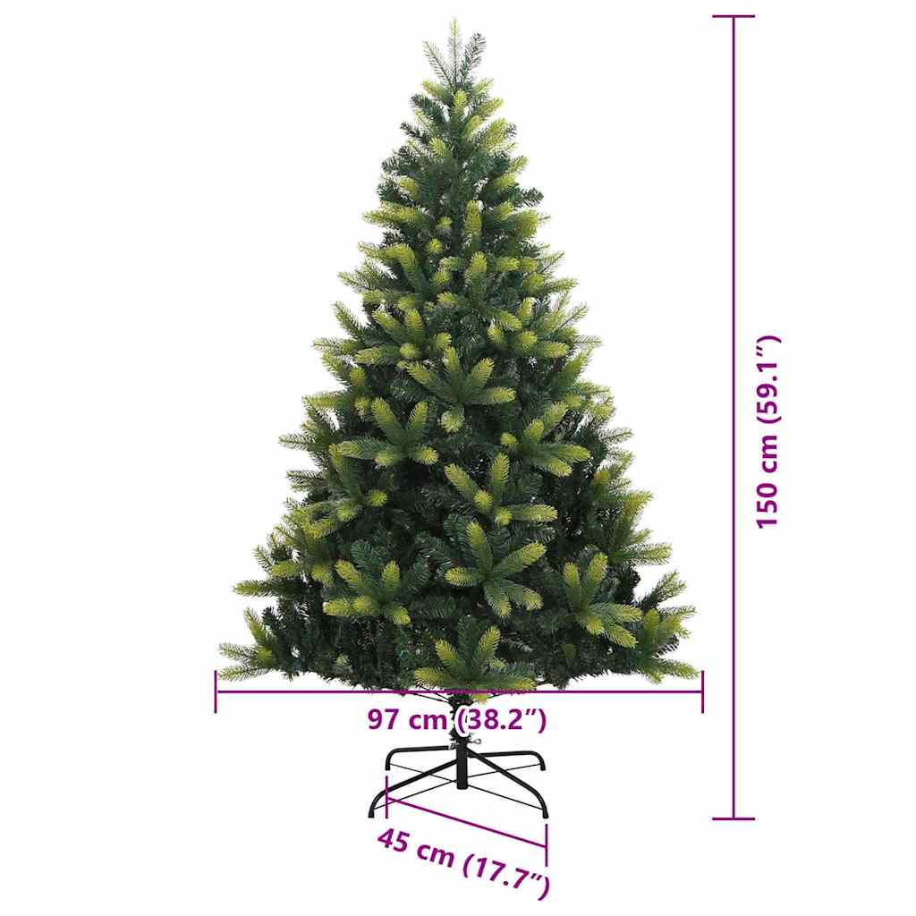 vidaXL Artificial Hinged Christmas Tree 150 LEDs Green 150 cm - 48278