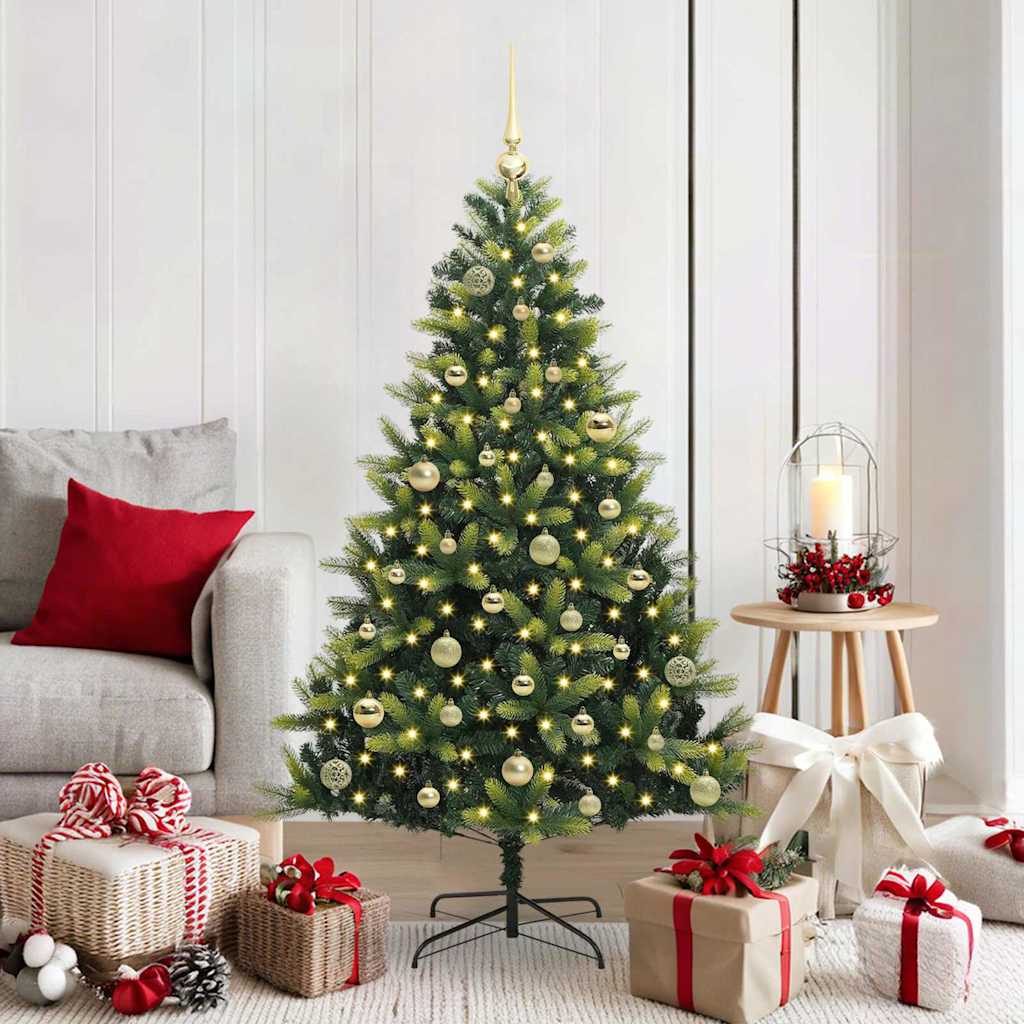 vidaXL Artificial Hinged Christmas Tree 150 LEDs Green 150 cm - 48291