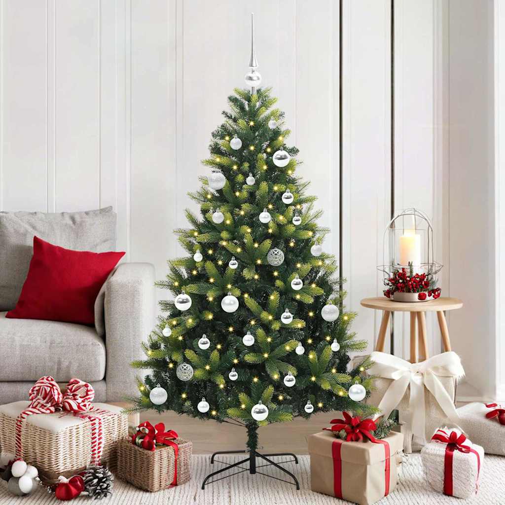 vidaXL Artificial Hinged Christmas Tree 150 LEDs Green 150 cm - 48292