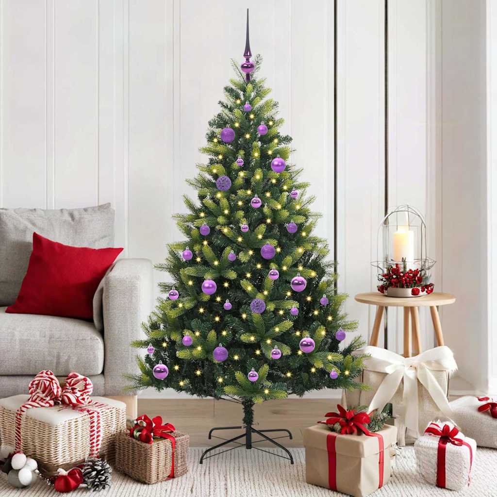 vidaXL Artificial Hinged Christmas Tree 150 LEDs Green 150 cm - 48294