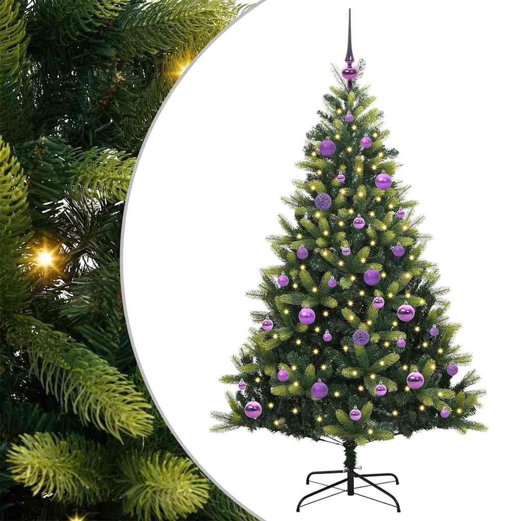 vidaXL Artificial Hinged Christmas Tree 150 LEDs Green 150 cm - 48294