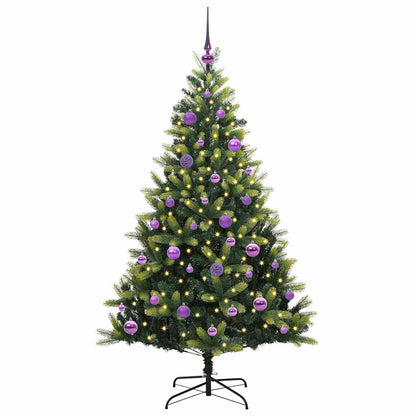 vidaXL Artificial Hinged Christmas Tree 150 LEDs Green 150 cm - 48294