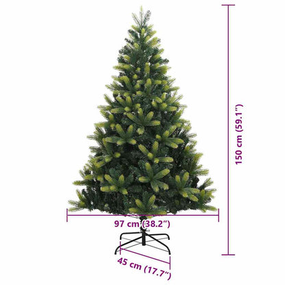 vidaXL Artificial Hinged Christmas Tree 150 LEDs Green 150 cm - 48305