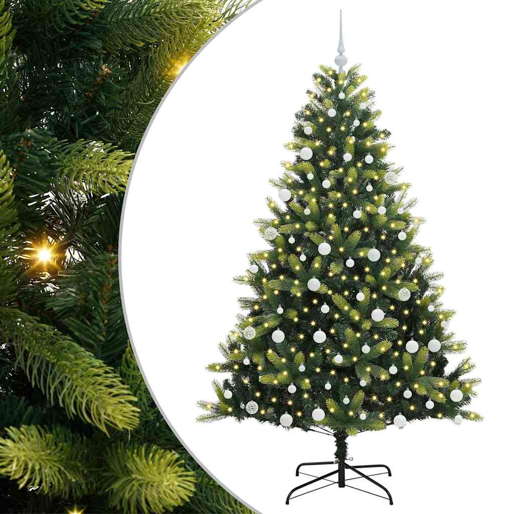 vidaXL Artificial Hinged Christmas Tree 300 LEDs Green 180 cm - 48321