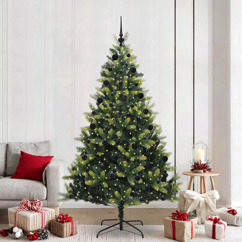 vidaXL Artificial Hinged Christmas Tree 300 LEDs Green 210 cm