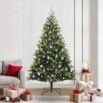 vidaXL Artificial Hinged Christmas Tree 300 LEDs Green 210 cm - 48338