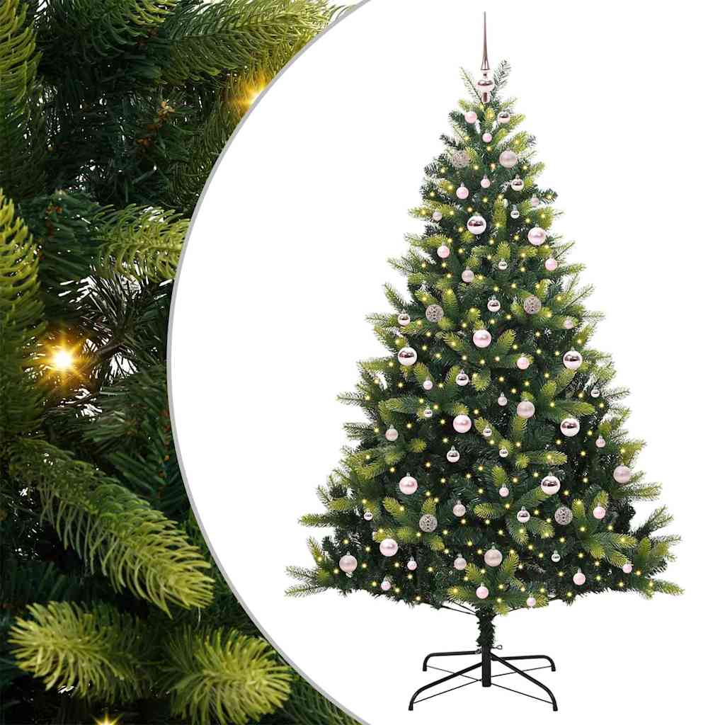 vidaXL Artificial Hinged Christmas Tree 300 LEDs Green 210 cm - 48338
