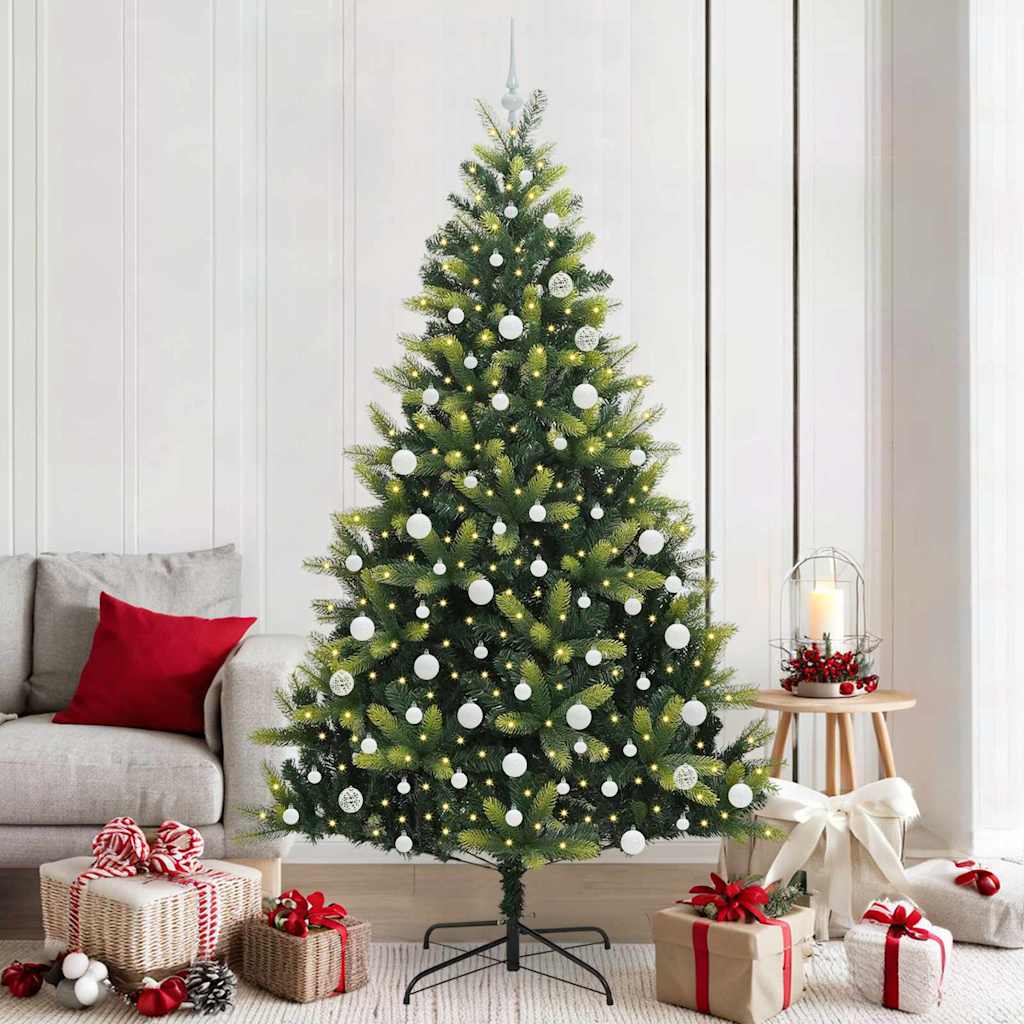 vidaXL Artificial Hinged Christmas Tree 300 LEDs Green 210 cm - 48339