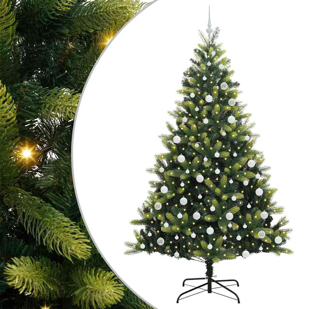 vidaXL Artificial Hinged Christmas Tree 300 LEDs Green 210 cm - 48339