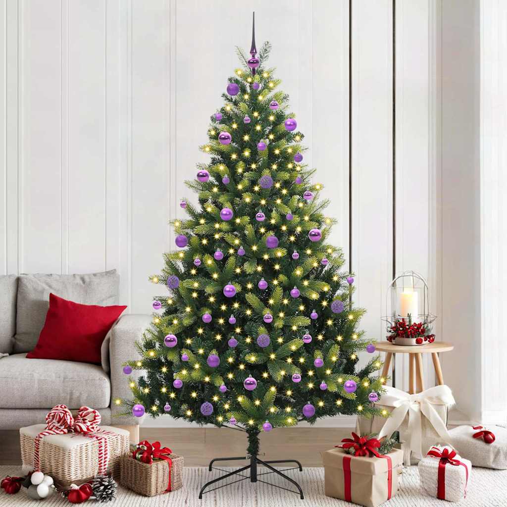 vidaXL Artificial Hinged Christmas Tree 300 LEDs Green 210 cm - 48350