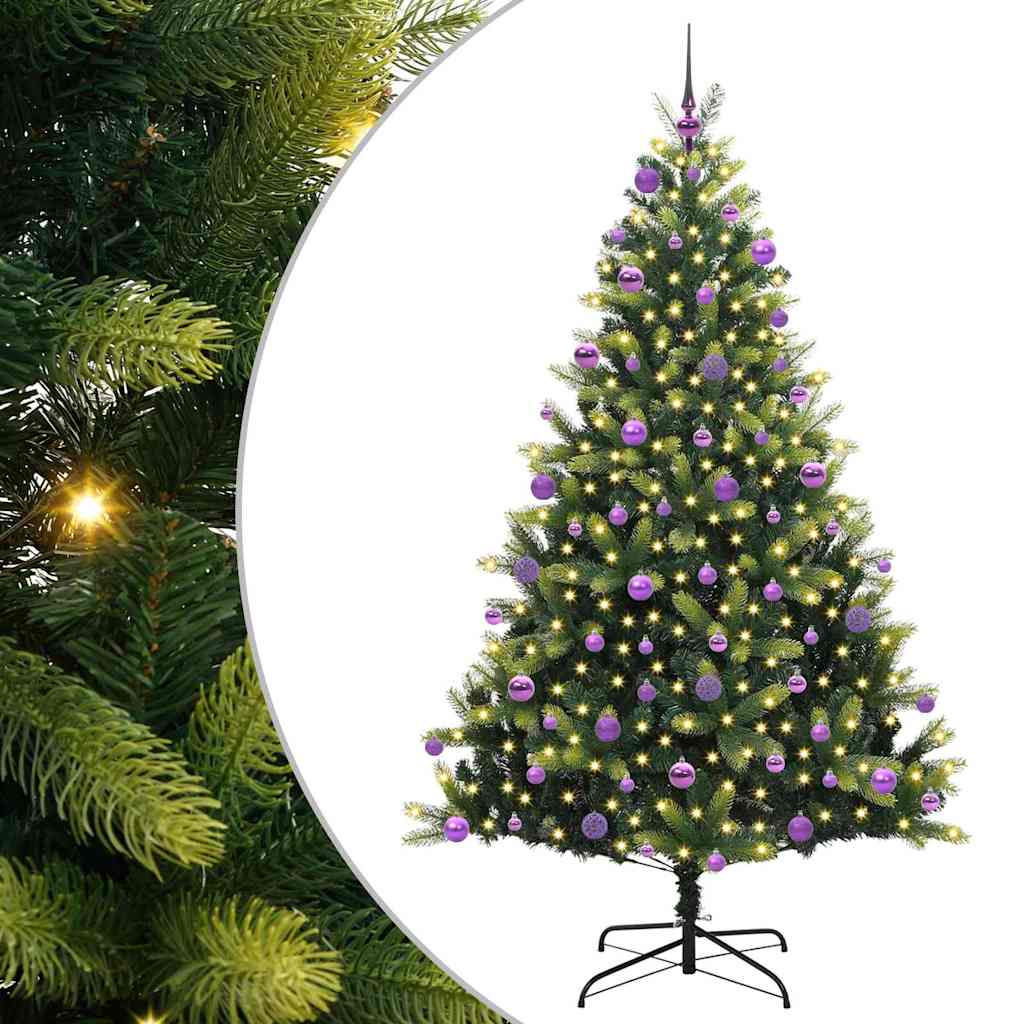 vidaXL Artificial Hinged Christmas Tree 300 LEDs Green 210 cm - 48350
