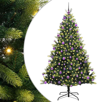 vidaXL Artificial Hinged Christmas Tree 300 LEDs Green 210 cm - 48350
