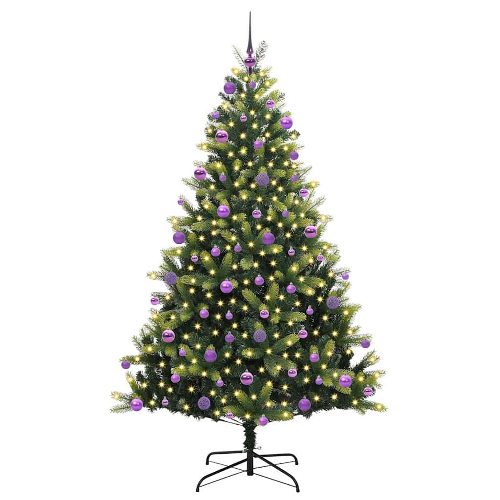 vidaXL Artificial Hinged Christmas Tree 300 LEDs Green 210 cm - 48350