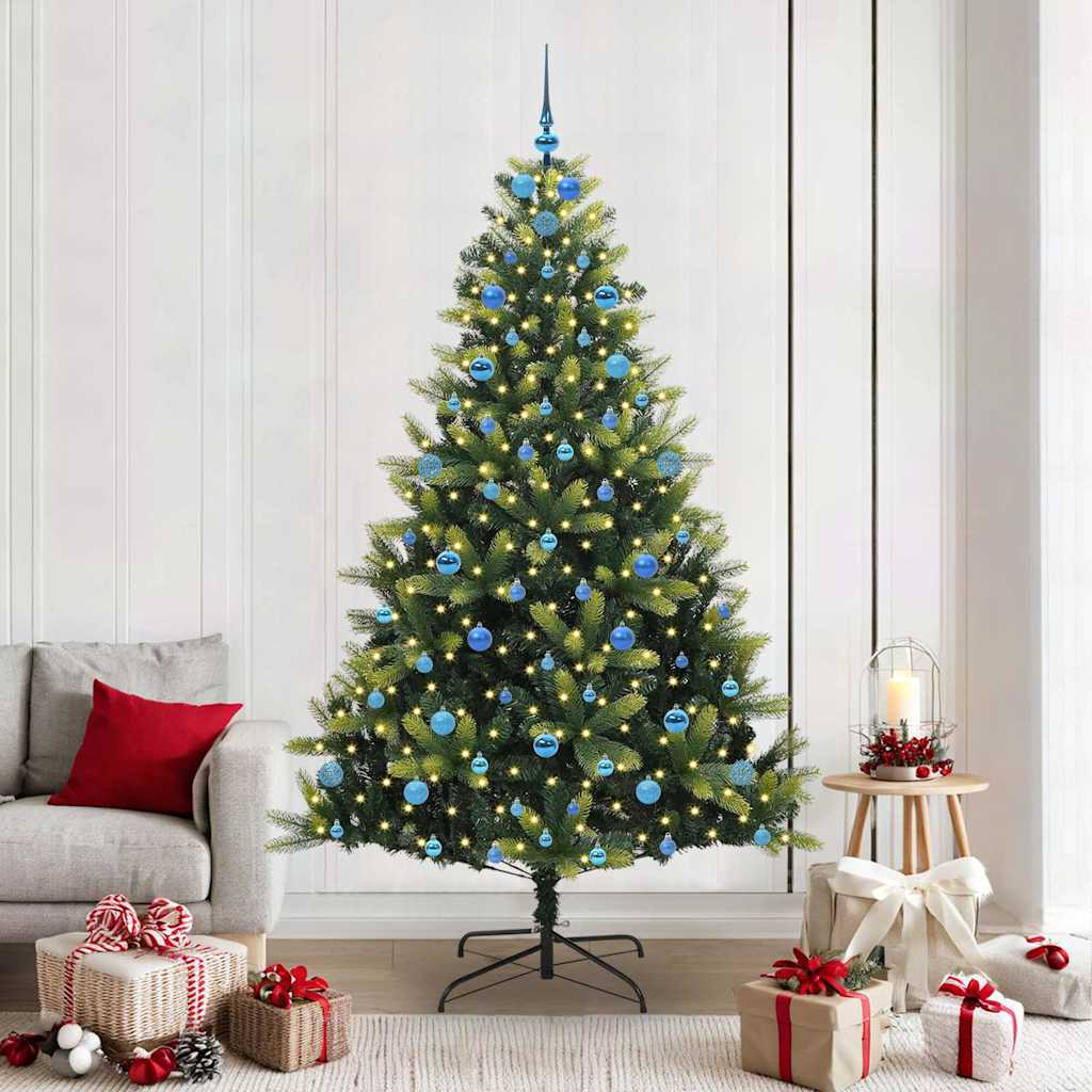 vidaXL Artificial Hinged Christmas Tree 300 LEDs Green 210 cm - 48355