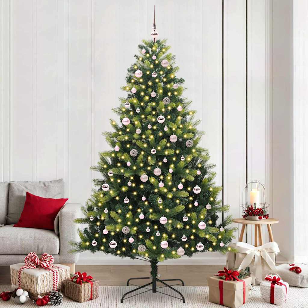 vidaXL Artificial Hinged Christmas Tree 300 LEDs Green 240 cm - 48357