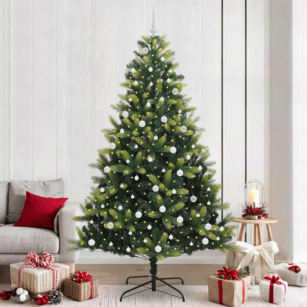 vidaXL Artificial Hinged Christmas Tree 300 LEDs Green 240 cm - 48358