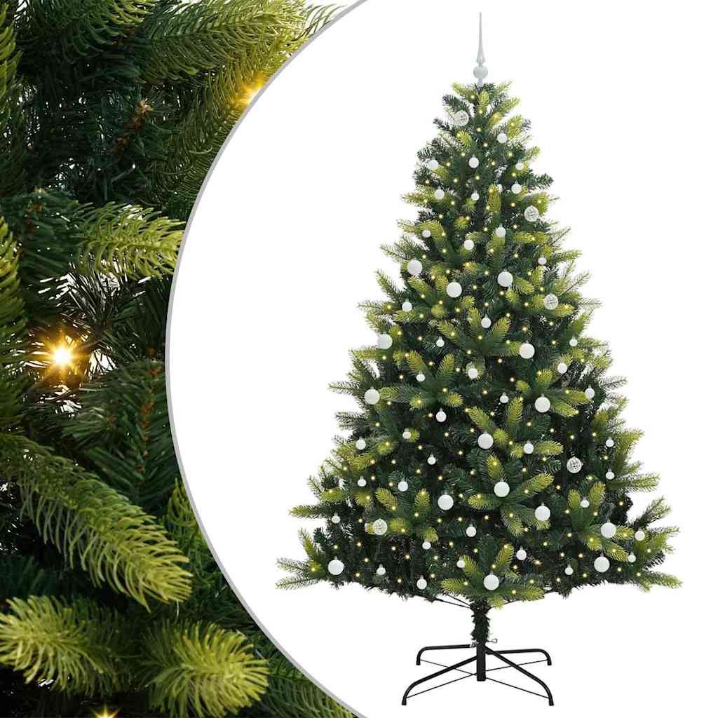 vidaXL Artificial Hinged Christmas Tree 300 LEDs Green 240 cm - 48358