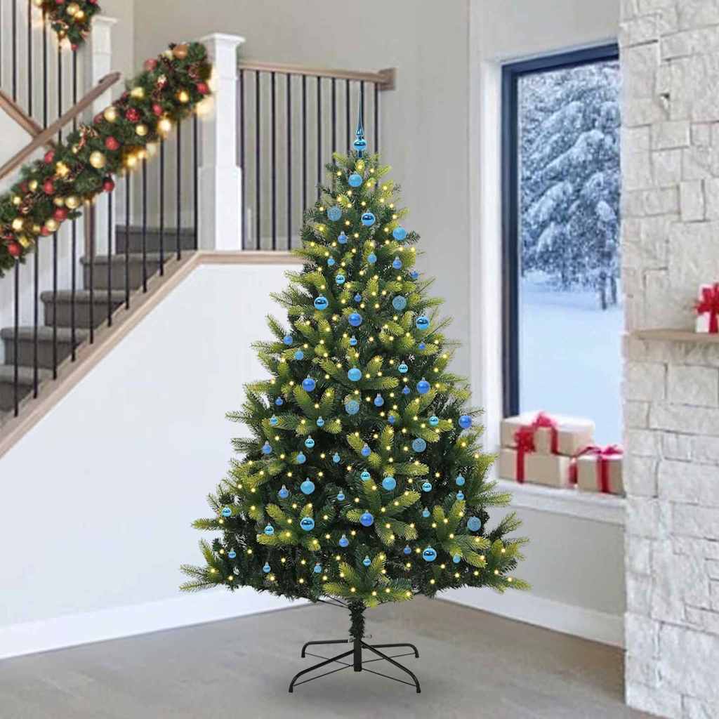 vidaXL Artificial Hinged Christmas Tree 300 LEDs Green 240 cm - 48376