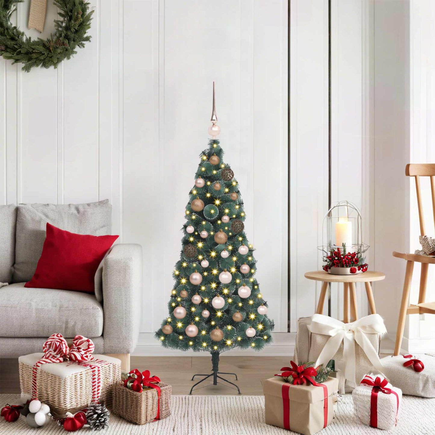 vidaXL Artificial Pre-lit Christmas Tree with Ball Set Green 120 cm
