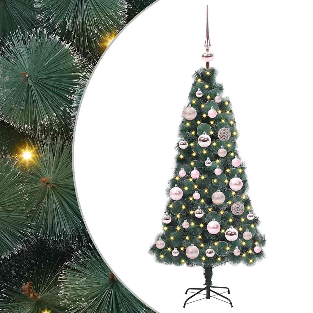 vidaXL Artificial Pre-lit Christmas Tree with Ball Set Green 120 cm - 48831