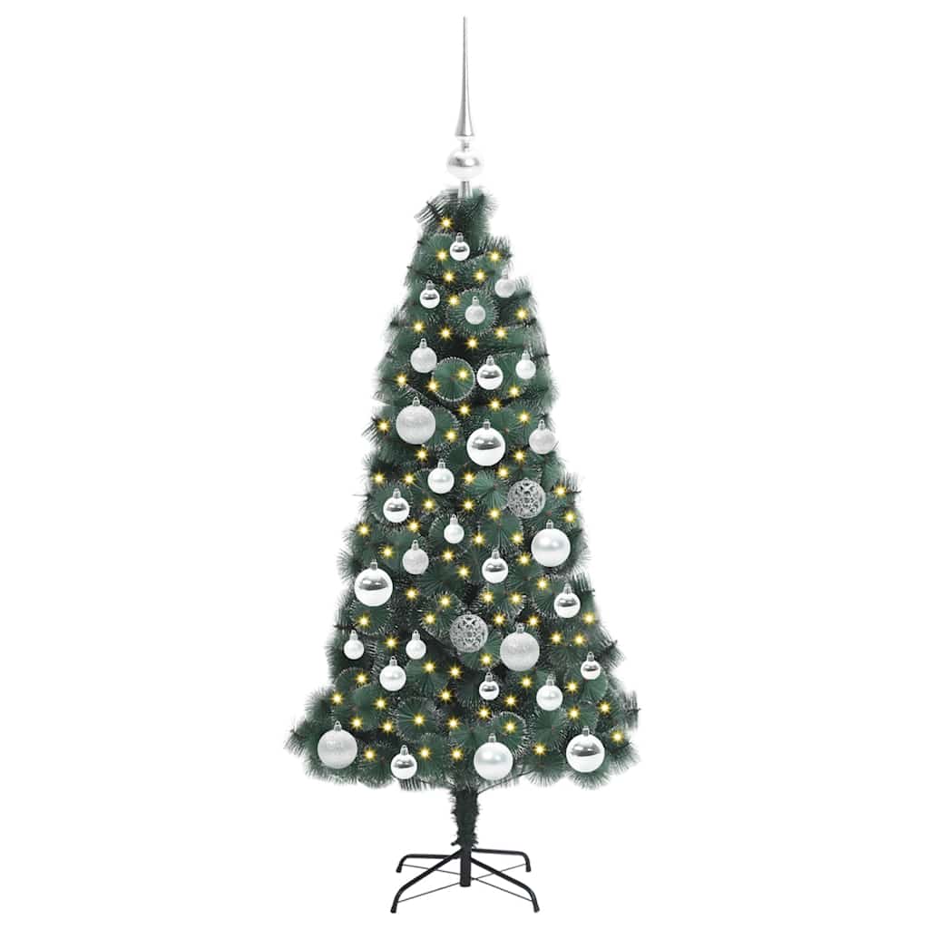 vidaXL Artificial Pre-lit Christmas Tree with Ball Set Green 120 cm - 48854