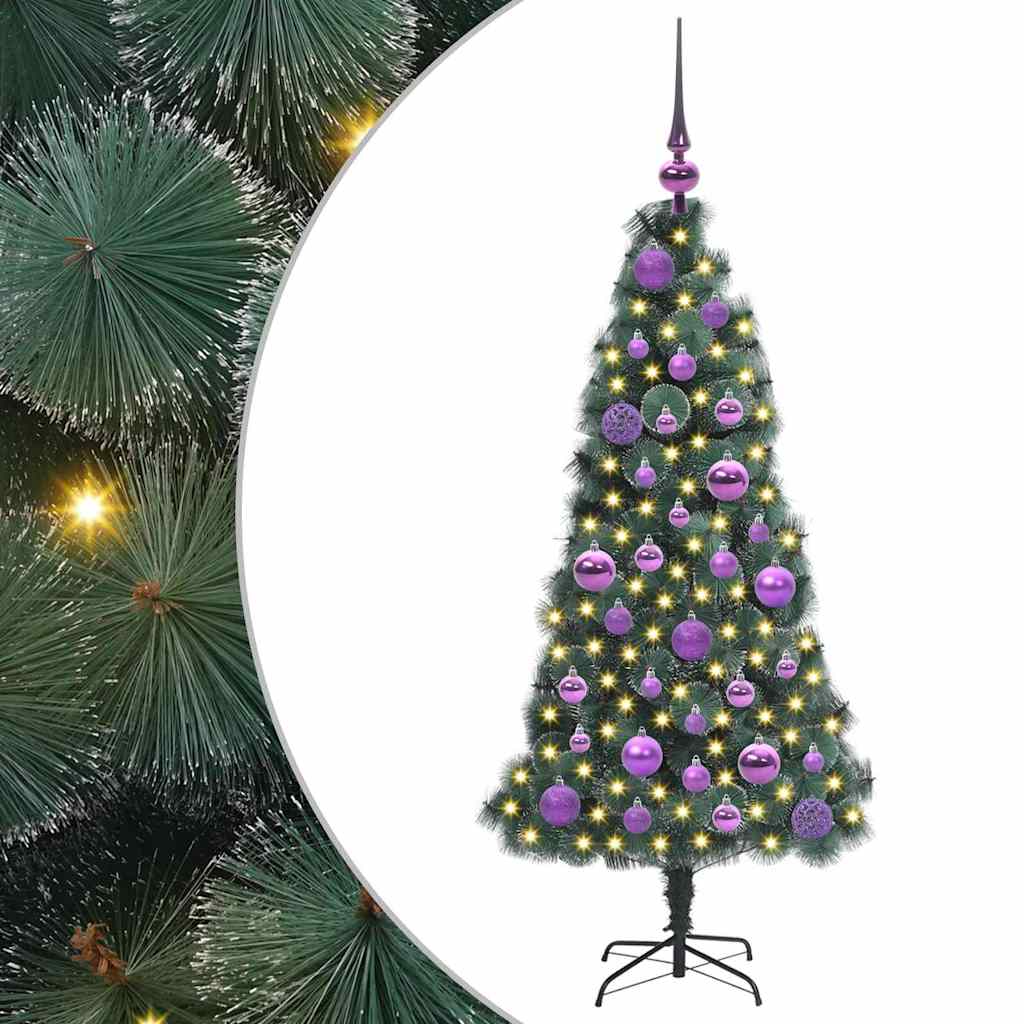 vidaXL Artificial Pre-lit Christmas Tree with Ball Set Green 120 cm - 48858