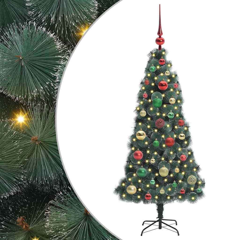 vidaXL Artificial Pre-lit Christmas Tree with Ball Set Green 120 cm - 48872