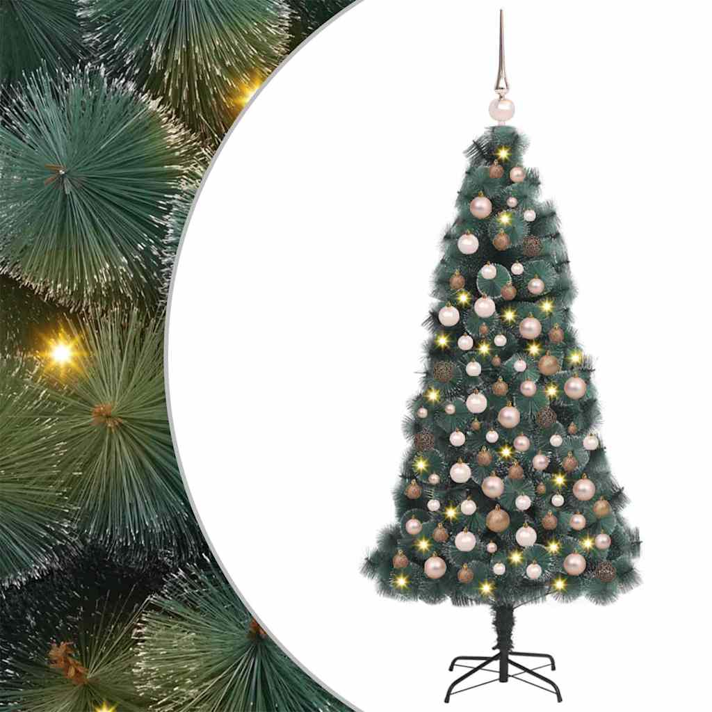 vidaXL Artificial Pre-lit Christmas Tree with Ball Set Green 150 cm