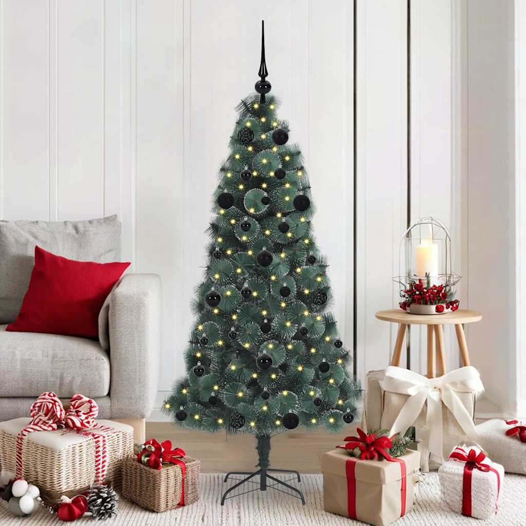 vidaXL Artificial Pre-lit Christmas Tree with Ball Set Green 150 cm - 48888
