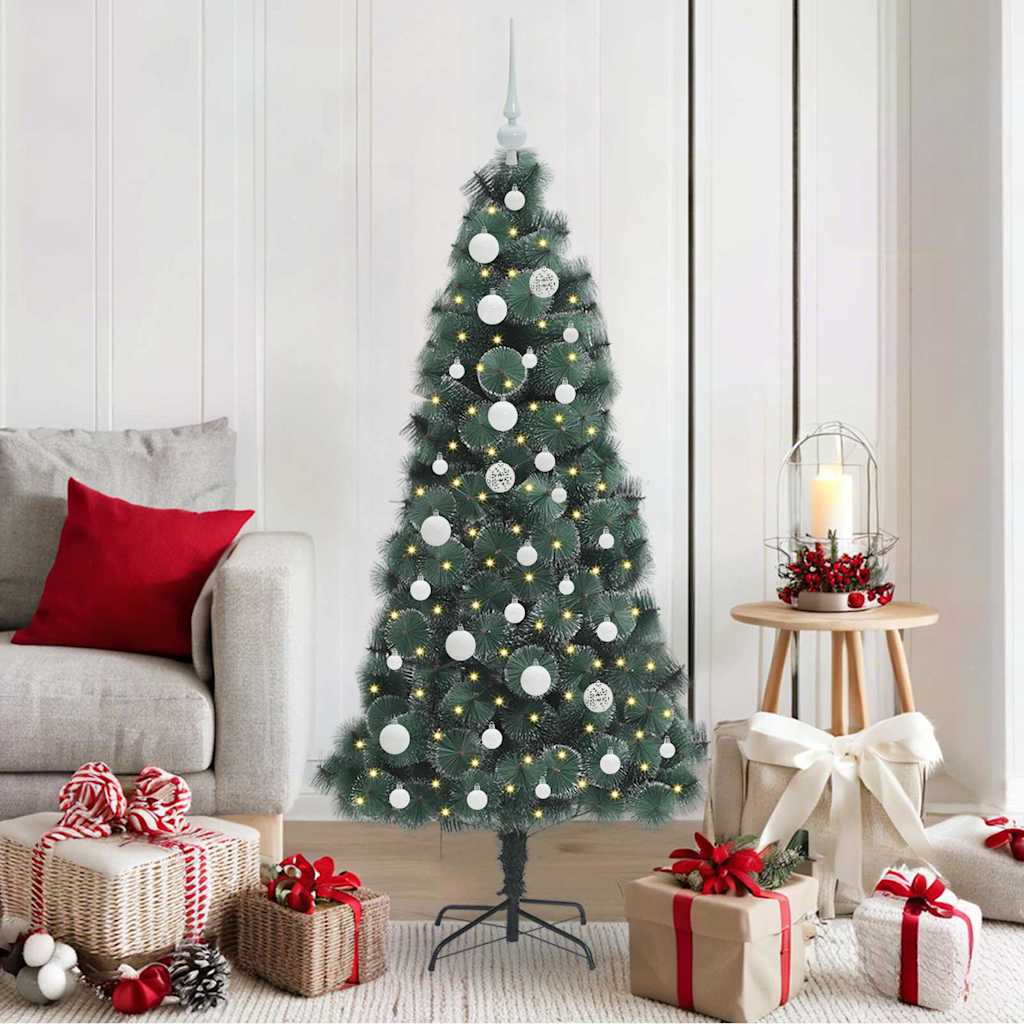 vidaXL Artificial Pre-lit Christmas Tree with Ball Set Green 150 cm - 48891