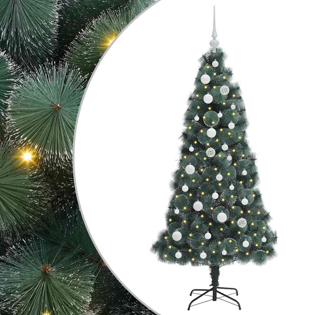 vidaXL Artificial Pre-lit Christmas Tree with Ball Set Green 150 cm - 48891