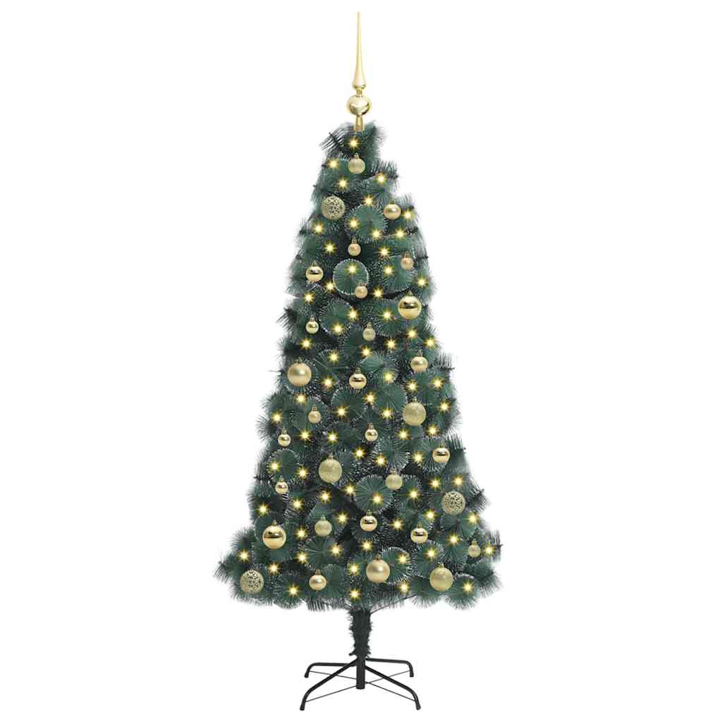 vidaXL Artificial Pre-lit Christmas Tree with Ball Set Green 150 cm - 48904