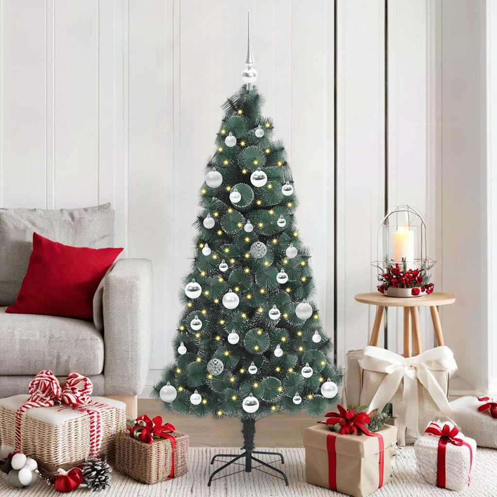 vidaXL Artificial Pre-lit Christmas Tree with Ball Set Green 150 cm - 48908