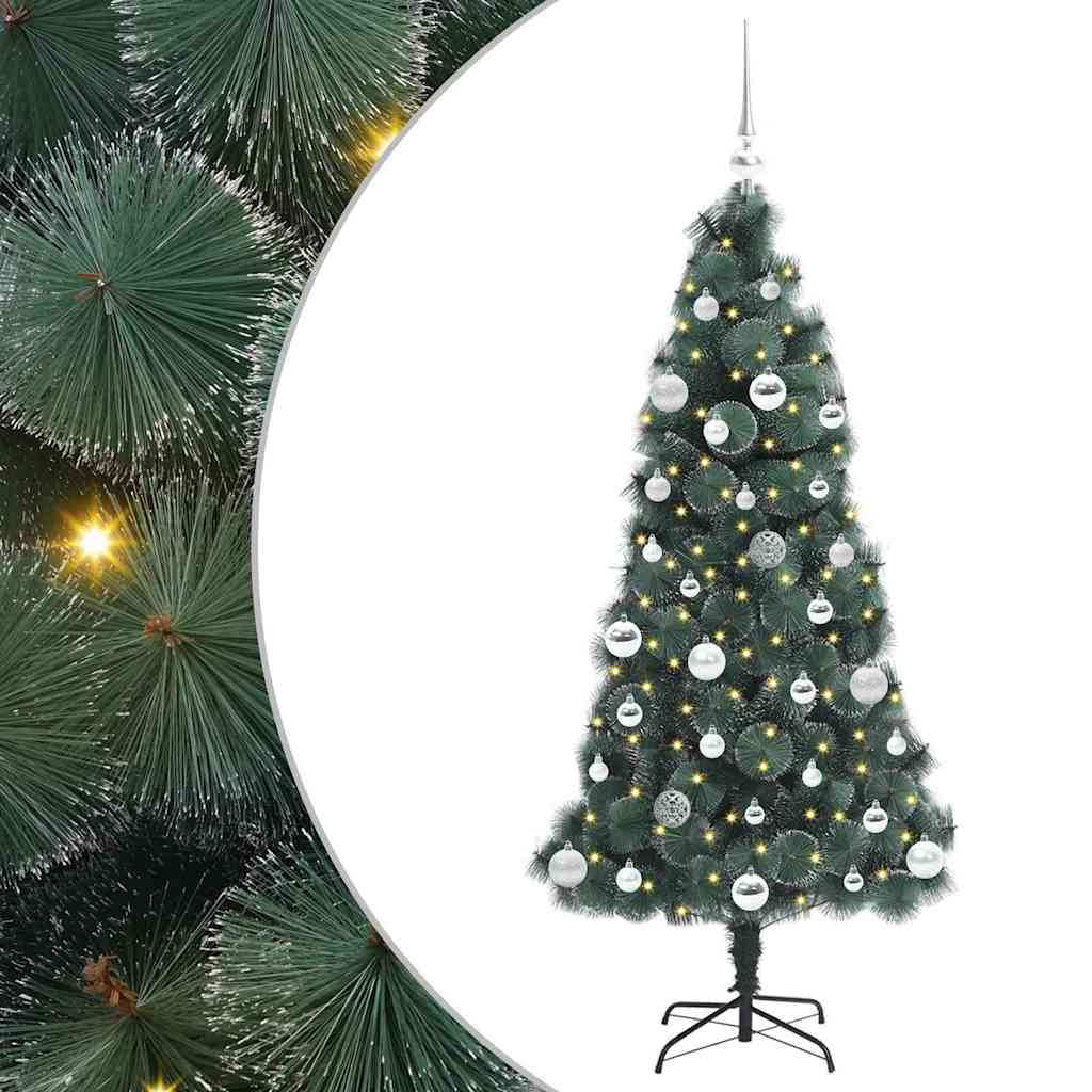 vidaXL Artificial Pre-lit Christmas Tree with Ball Set Green 150 cm - 48908