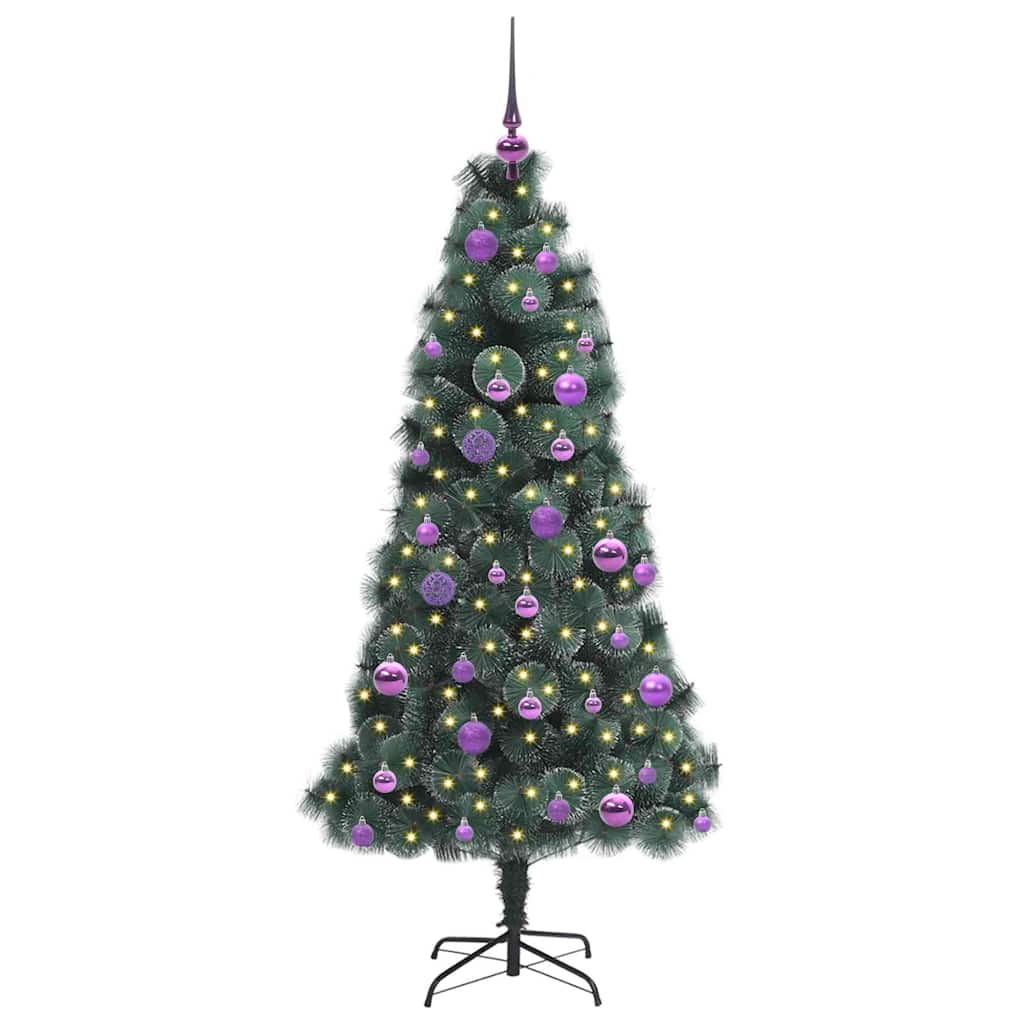 vidaXL Artificial Pre-lit Christmas Tree with Ball Set Green 150 cm - 48913