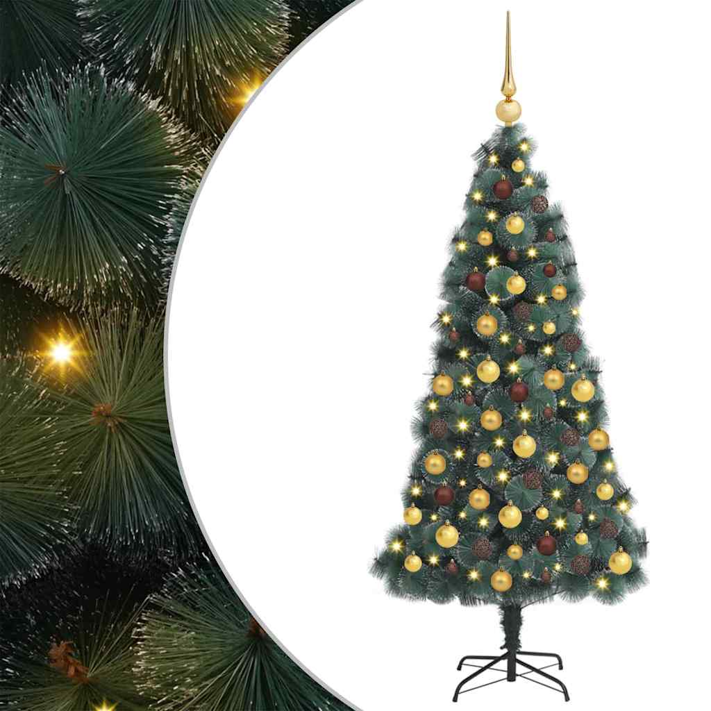 vidaXL Artificial Pre-lit Christmas Tree with Ball Set Green 180 cm