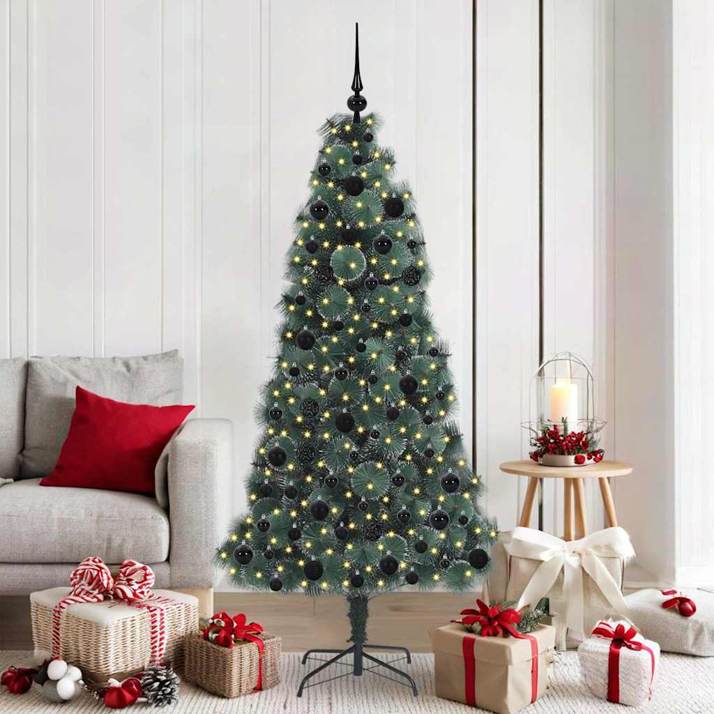 vidaXL Artificial Pre-lit Christmas Tree with Ball Set Green 180 cm - 48932