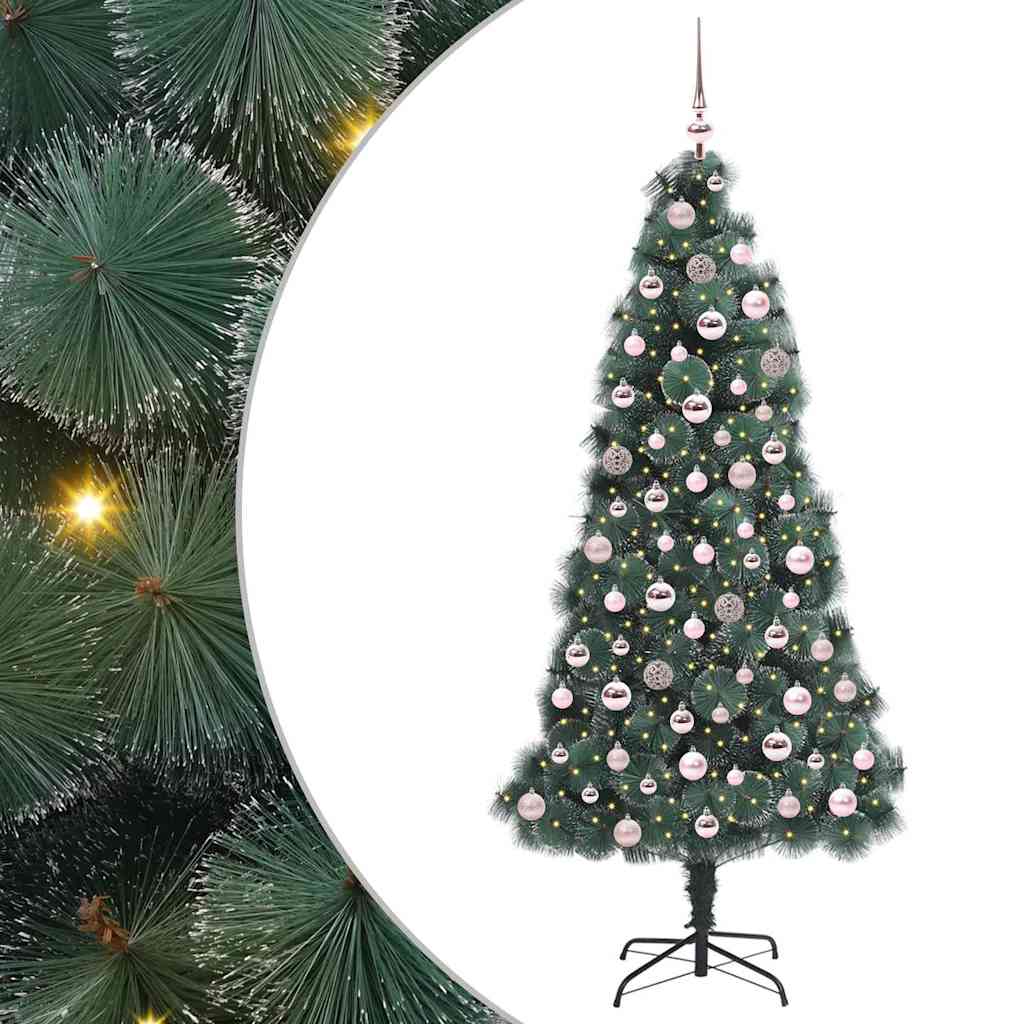 vidaXL Artificial Pre-lit Christmas Tree with Ball Set Green 180 cm - 48933