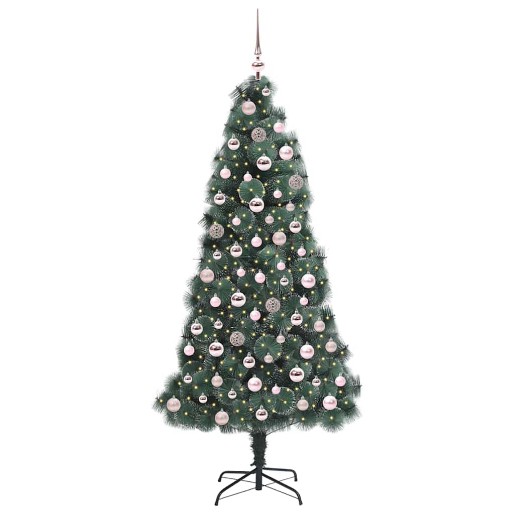 vidaXL Artificial Pre-lit Christmas Tree with Ball Set Green 180 cm - 48933