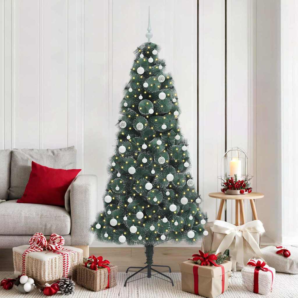 vidaXL Artificial Pre-lit Christmas Tree with Ball Set Green 180 cm - 48937