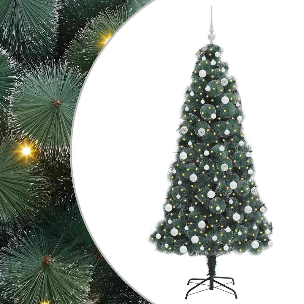 vidaXL Artificial Pre-lit Christmas Tree with Ball Set Green 180 cm - 48937