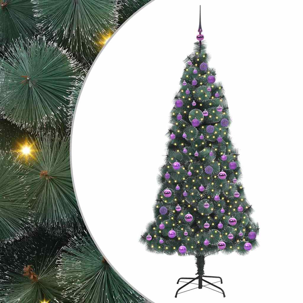 vidaXL Artificial Pre-lit Christmas Tree with Ball Set Green 180 cm - 48938