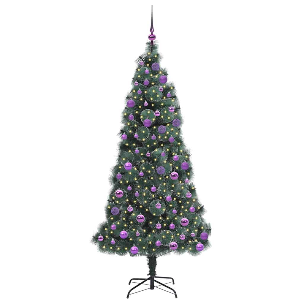 vidaXL Artificial Pre-lit Christmas Tree with Ball Set Green 180 cm - 48938
