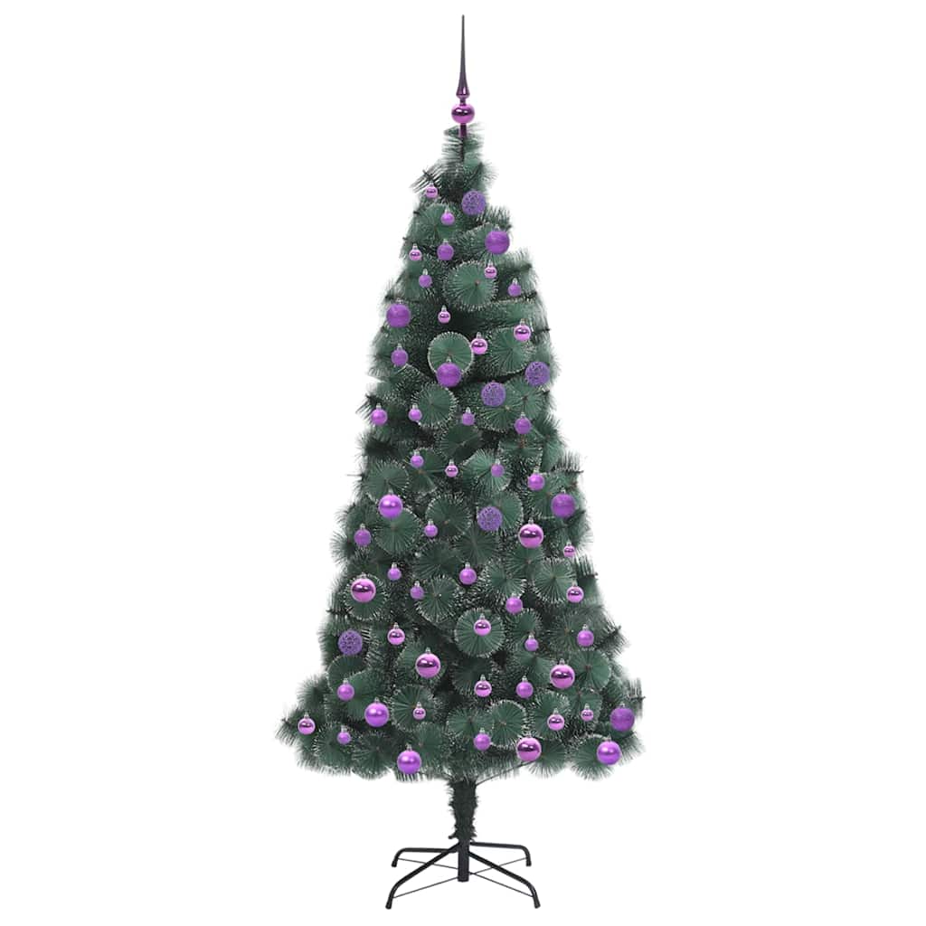 vidaXL Artificial Pre-lit Christmas Tree with Ball Set Green 180 cm - 48938